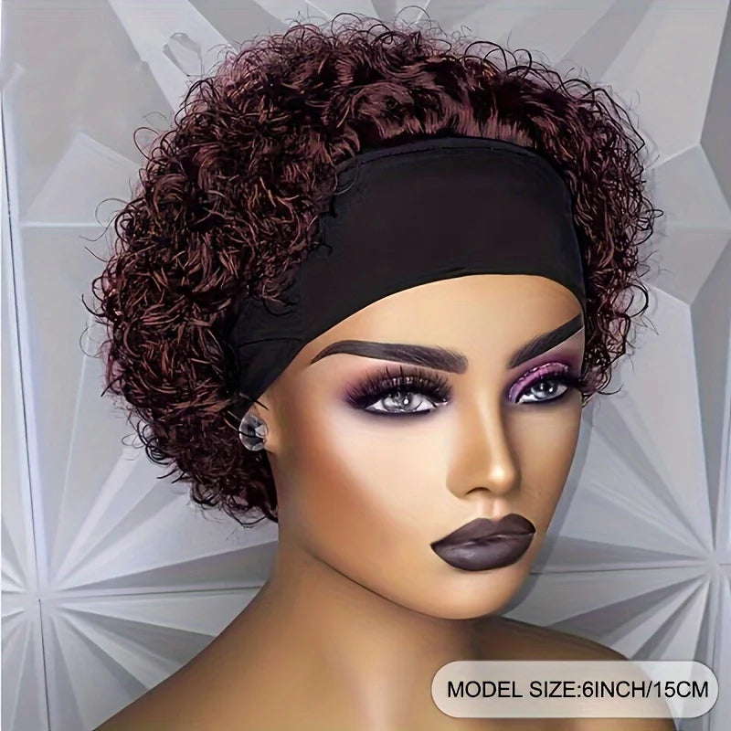 Headband  Wig Short Curly Human Hair Wig Brazilian Wigs For Black Women Remy Full Machine Made human hair wig