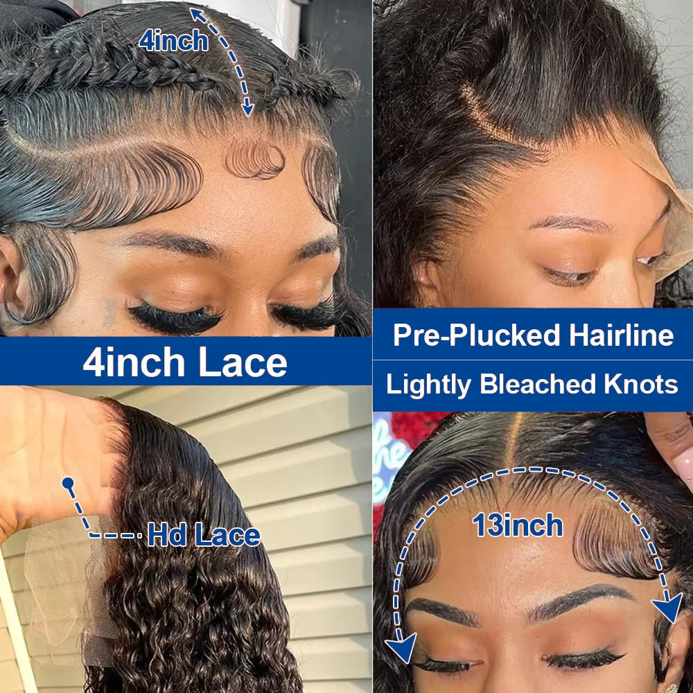 13x4 Short Bob Wigs Virgin Human Hair Jerry Curly Short Bob Wigs 250% Density Loose Deep Wave 4x4 Lace Frontal Wigs For Women