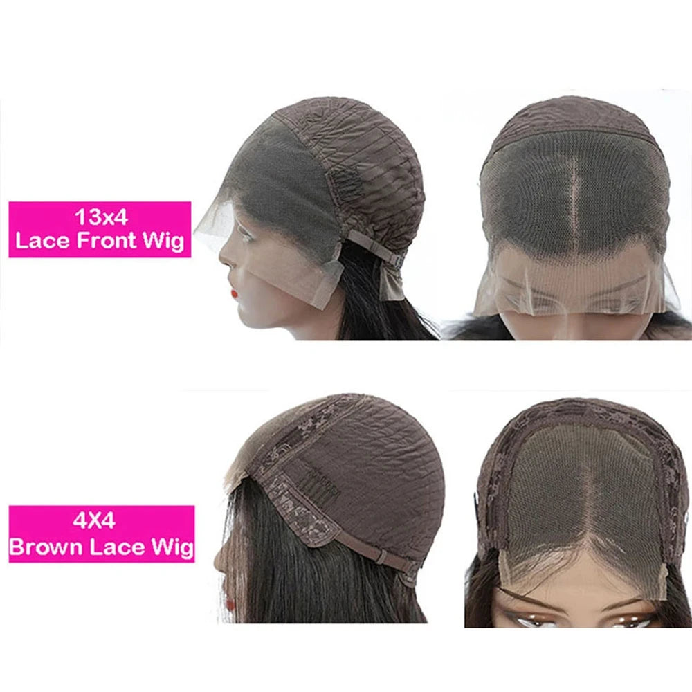 Water Wave Frontal Wig Human Hair Curly Human Hair Wig Transparent Lace Wig 13x4 Water Wave Wigs 200 Density Natural Color Wigs