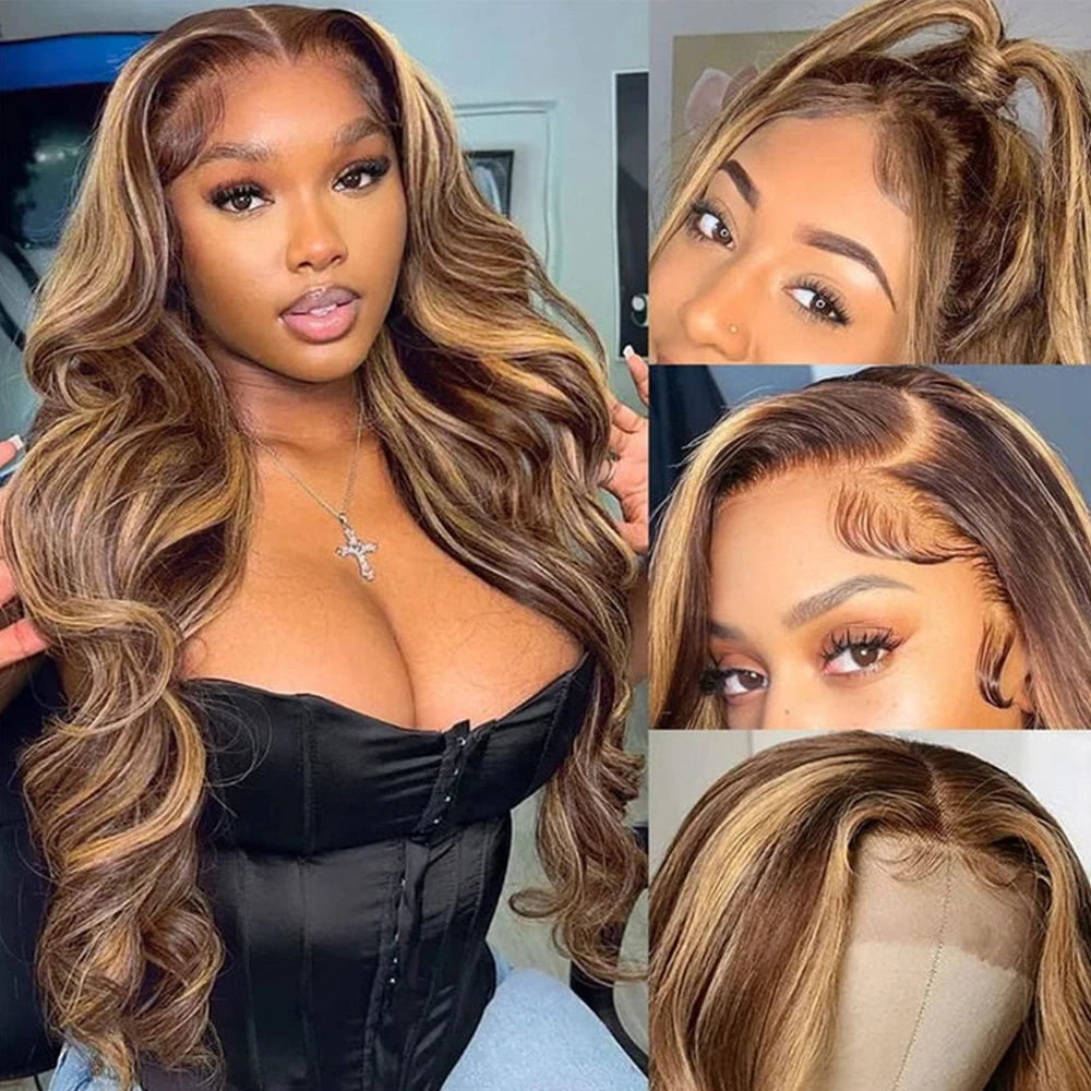 Highlight Wig 100% Human Hair 13x6 Hd Lace Frontal Wig 13x4 Honey Blonde Body Wave Lace Glueless Front Wigs For Woman Brazilian
