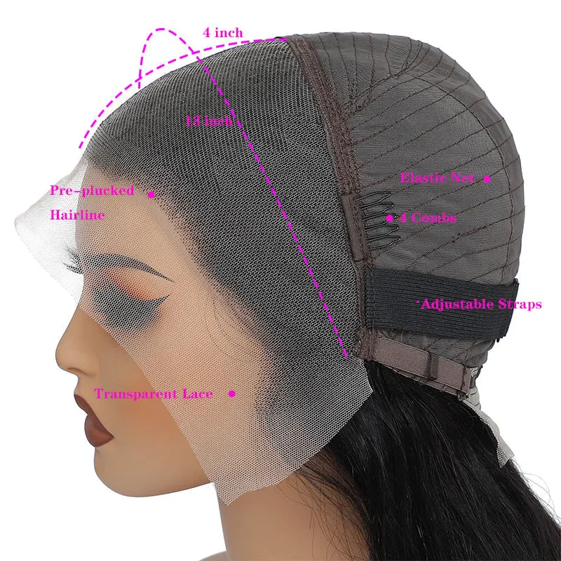 34 inch Silky Straight Glueless Wigs Human Hair Transparent 13x4 13x6 Lace Front Human Hair Wig Pre-Cut Brazilian Remy Hair