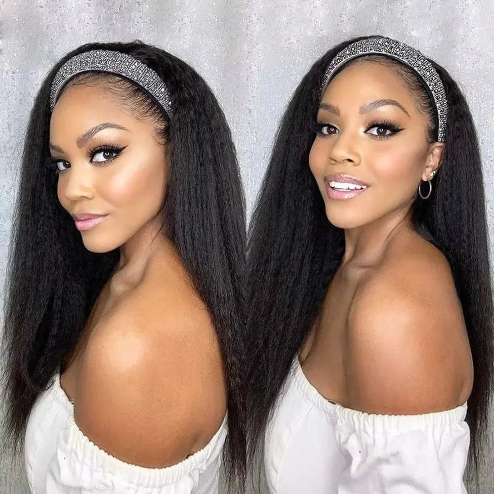 Headband Wigs Human Hair For Black Women Brazilian Remy Kinky Straight Human Hair Wig Ready To Wear And Go Beginner Friendly