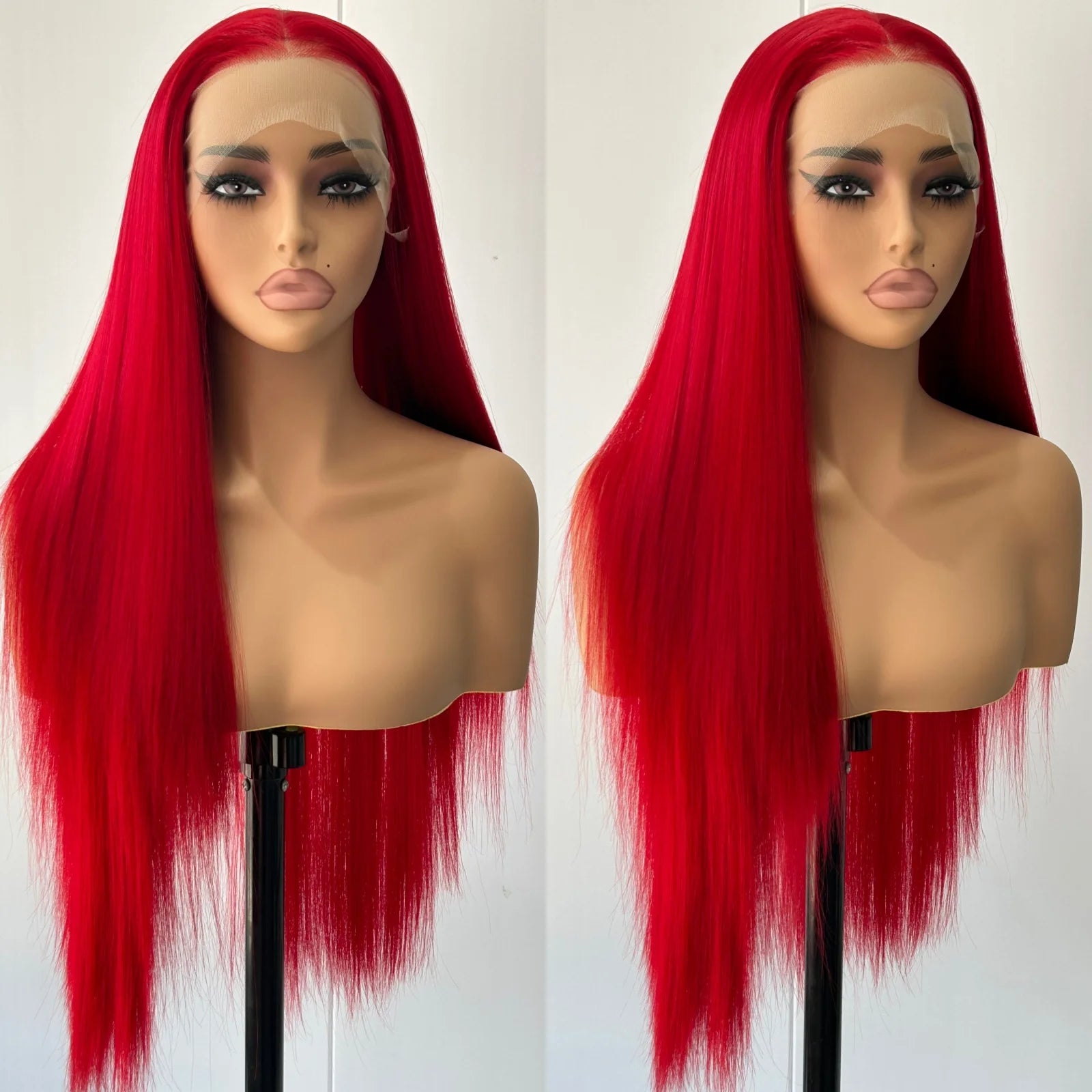 13X4 Burgundy Red Wig Long Straight Synthetic Lace Front Wig Dark Wine Colored Hair Lace Frontal Wigs for Women Party Cosplay