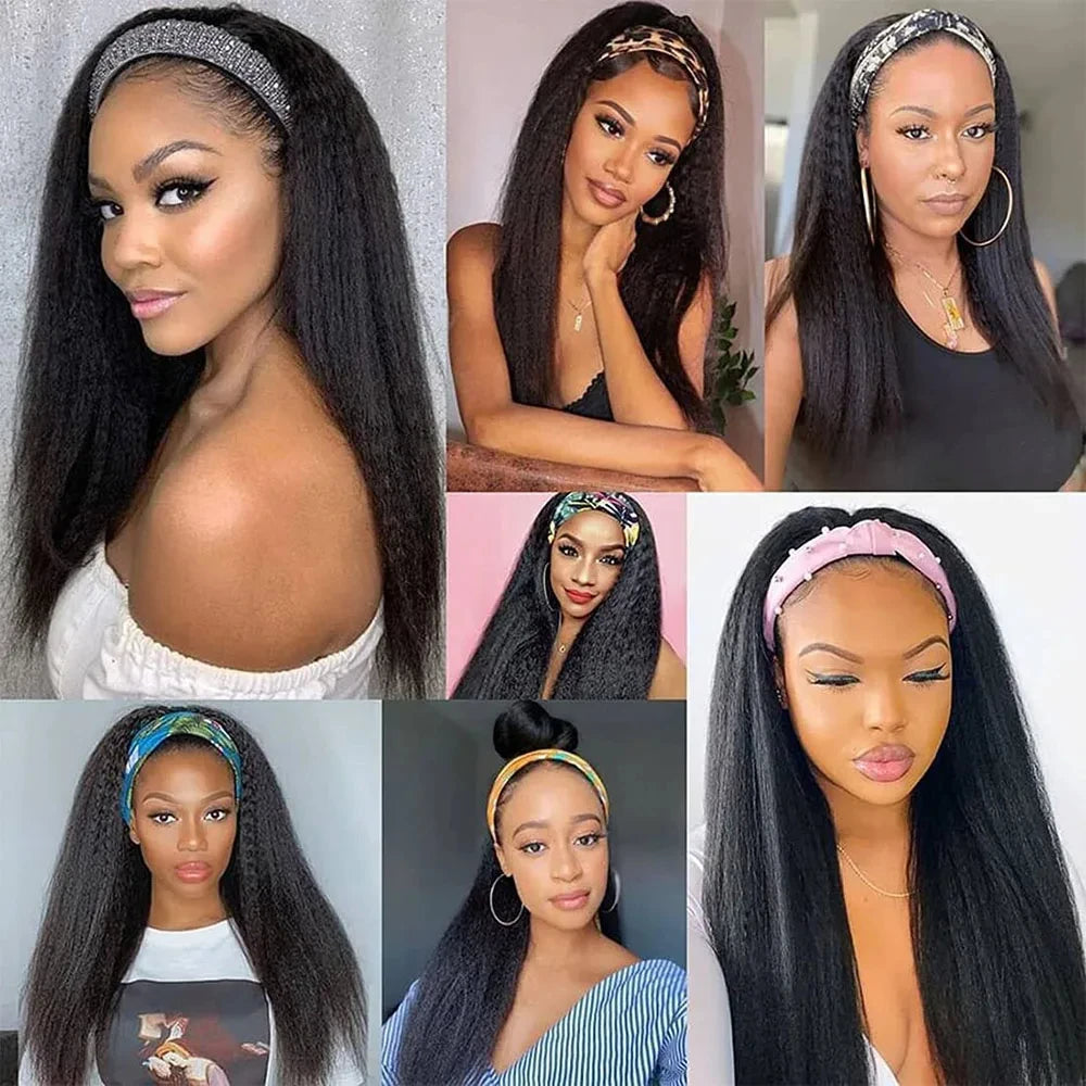 Women's Headband Wig Human Hair Straight Brazilian Wigs For Black Women Remy Full Machine Made Fast Delivery