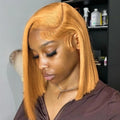#30 Honey Blonde Human Hair Wig Straight Bob Wig 100% Human Hair Pre Plucked 200 Density Short Gold Wig 13x4 Hd Lace Front Wig