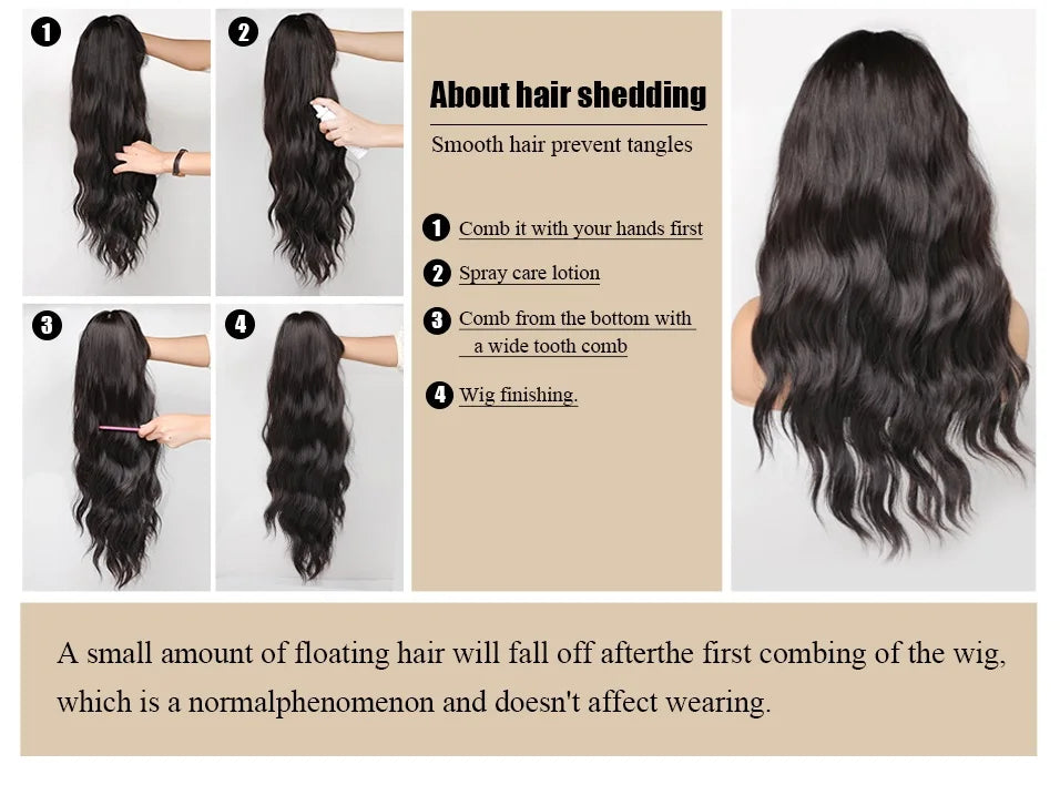 Brown Headband Synthetic Wig Long Curly Wavy Wig Natural Looking Daily Hair for Women Party Cosplay Use High Temperature Fiber