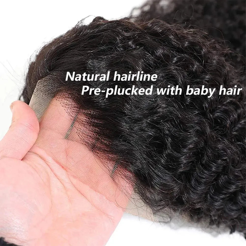 QT Brazilian 13x4 Kinky Curly Lace Front Wigs Transparent Lace Frontal Curly Wigs For Black Women Pre Plucked With Baby Hair