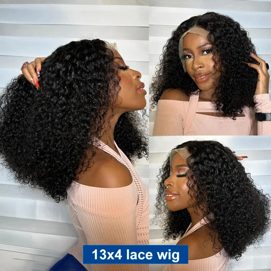 13x4 Short Bob Wigs Virgin Human Hair Jerry Curly Short Bob Wigs 250% Density Loose Deep Wave 4x4 Lace Frontal Wigs For Women