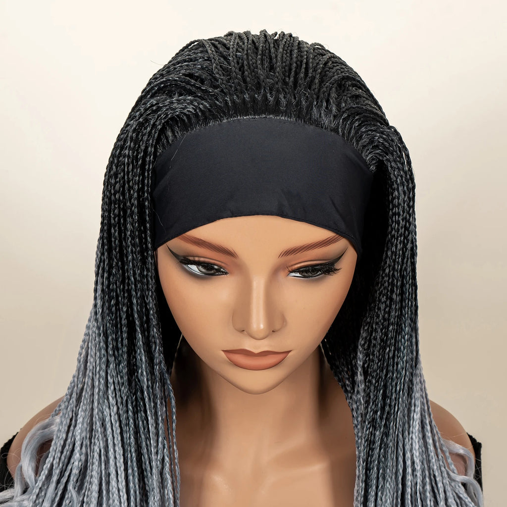 Headband  Braided Wig Synthetic Braid Wig with Hair Band for Women Machine Made Braided Wig 28 Inch Women Wigs