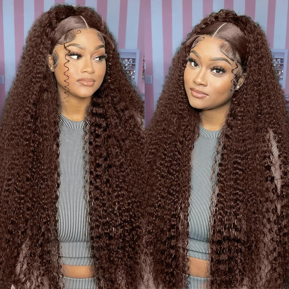 Deep Wave Frontal Wig 13x4 13x6 Hd Lace 30 Inch Chocolate Brown Curly Lace Front Human Hair Water Wave Brazilian Wigs For Women