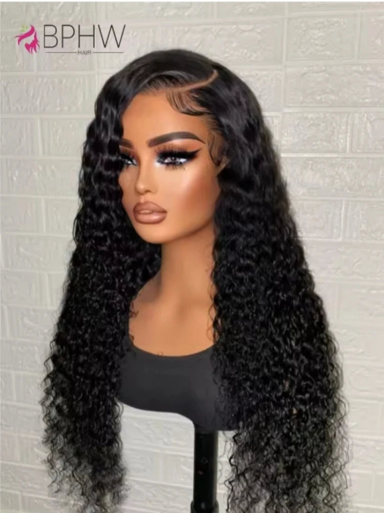 Water Wave Frontal Wig Human Hair Curly Human Hair Wig Transparent Lace Wig 13x4 Water Wave Wigs 200 Density Natural Color Wigs