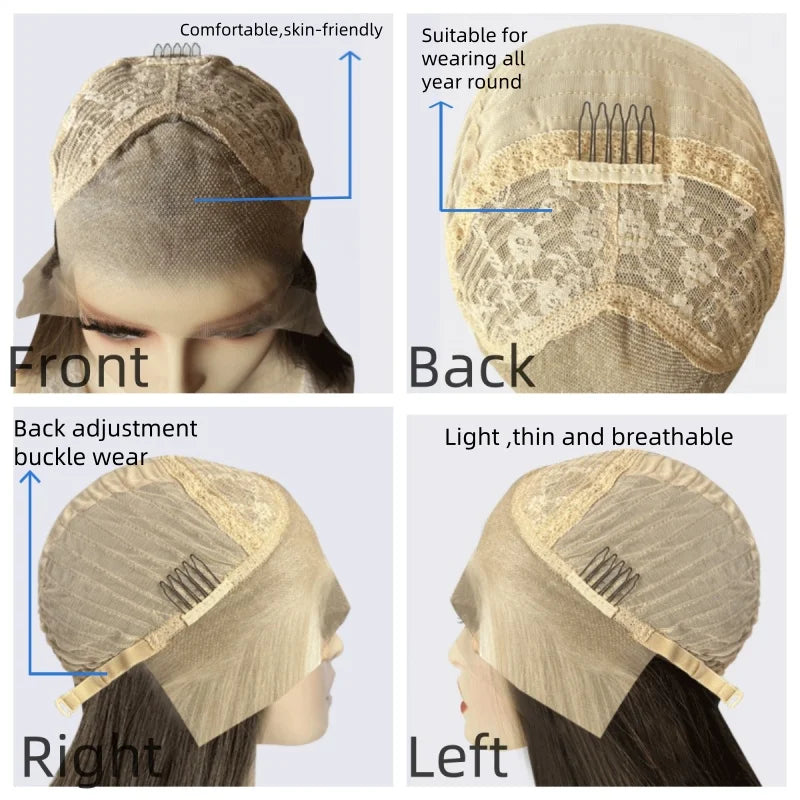 Wig Short Curly Darkest brown Blonde Streaks Synthetic Fibres Heat Resistant Lace Natural Hair Daily Use Cosplay