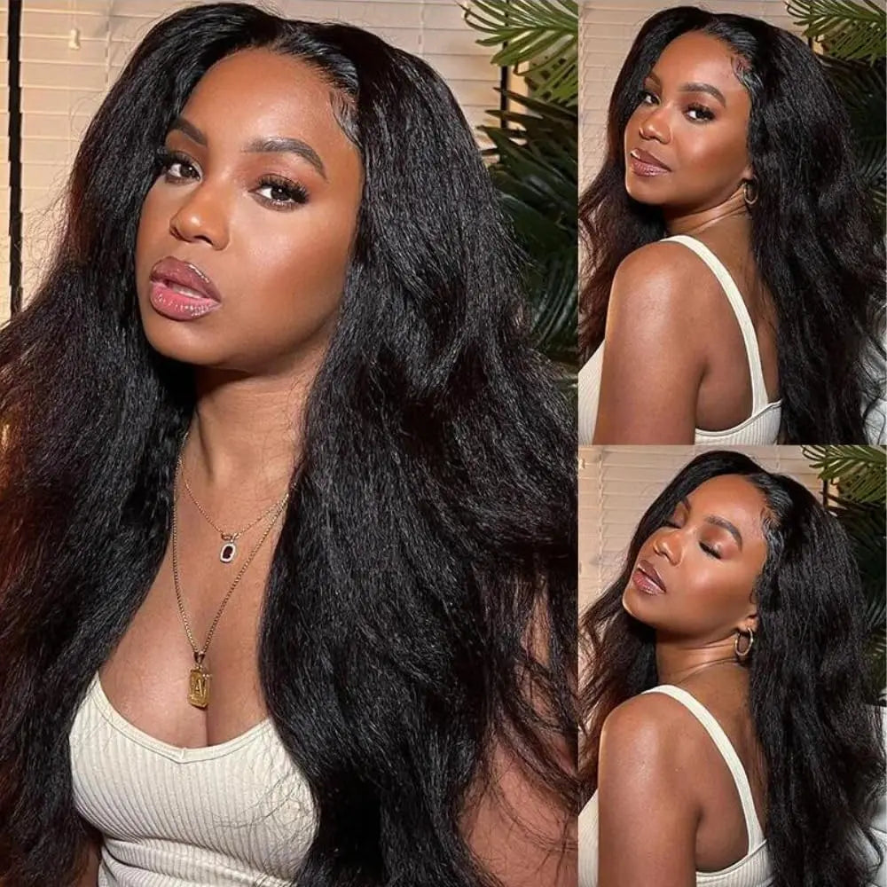 Kinky Straight 13x4 Lace Frontal Wig Human Hair Transparent Lace Front Wigs Human Hair Glueless Lace Frontal Human Wig for Women