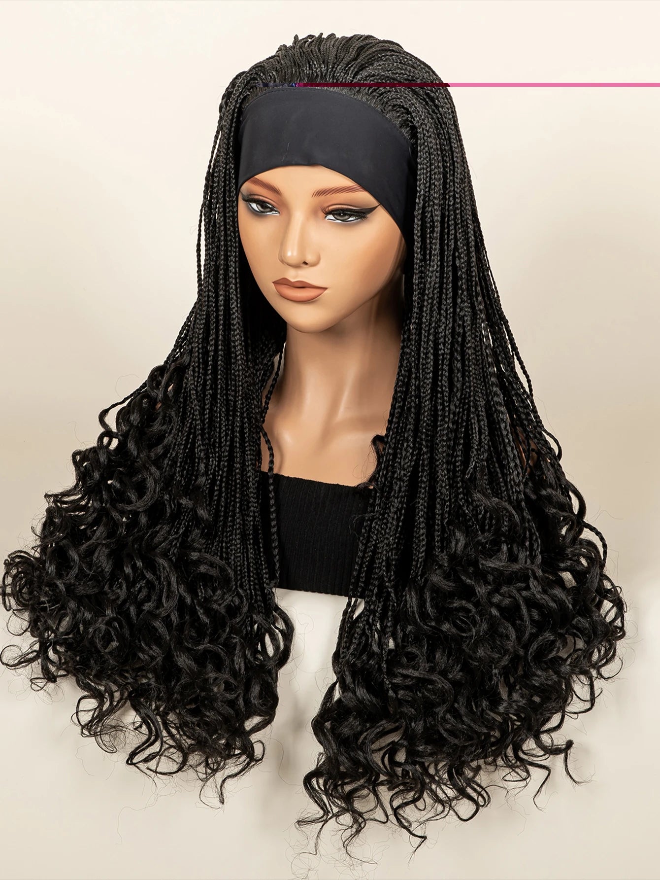 Headband  Braided Wig Synthetic Braid Wig with Hair Band for Women Machine Made Braided Wig 28 Inch Women Wigs