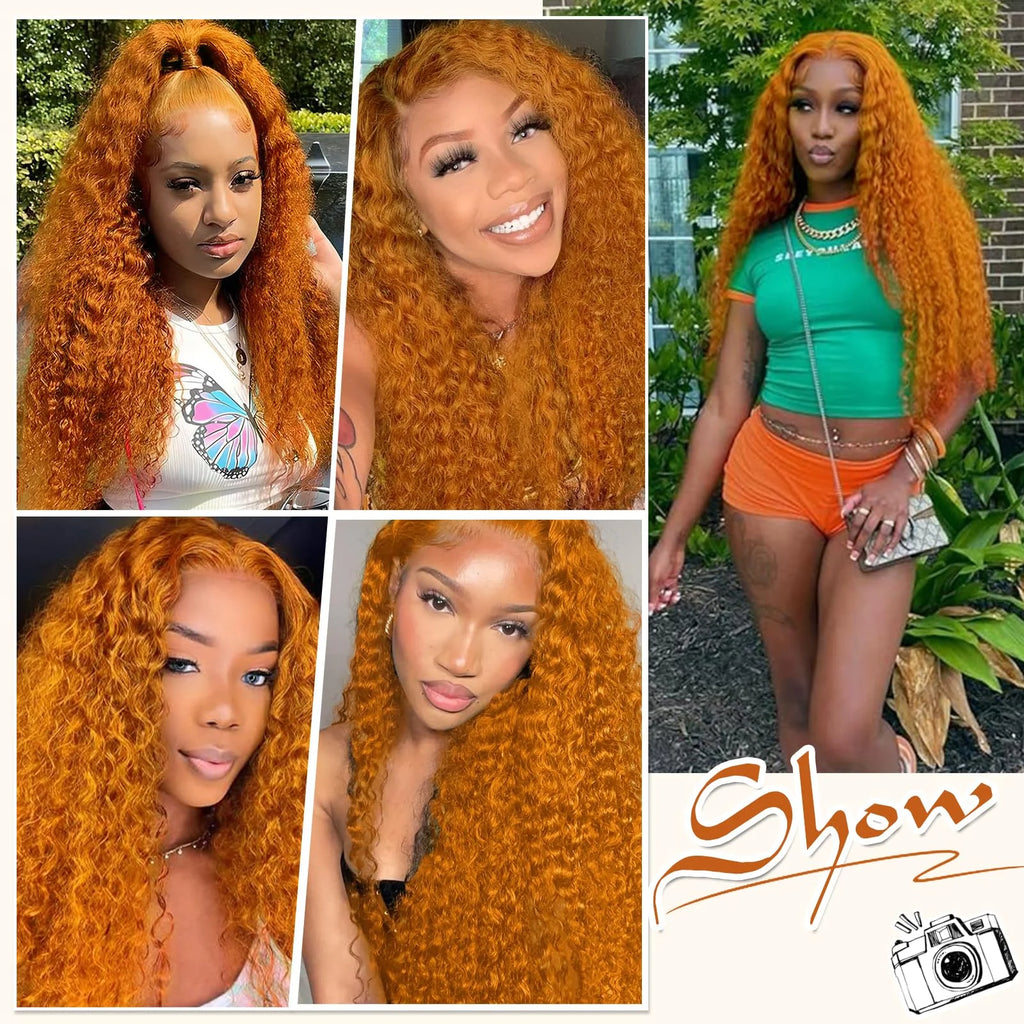 13x4 250% Density Ginger Deep Wave Lace Front Wigs Human Hair 30 Inch Wigs Human Hair HD Lace Front Wigs Human Hair Black Women