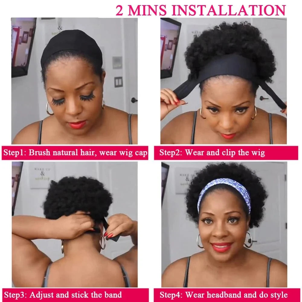 Short Headband Wig Human Hair Water Wave Wigs For Black Woman 6 Inches Brazilian Remy Human Hair Glueless Full Machine Made