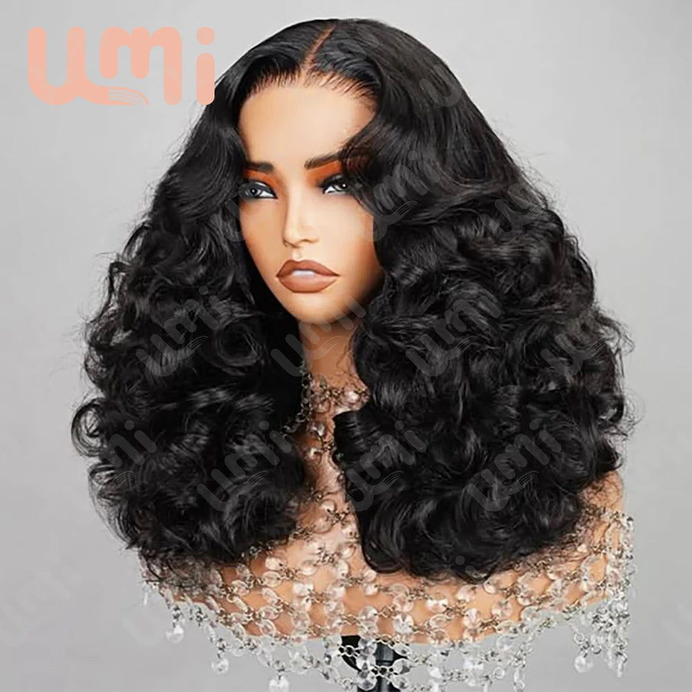 Umi 230% Glueless Human Hair Wavy 13x4 Transparent Lace Front Wigs For Women Body Wave Lace Frontal Wig Short Bob Wig Human Hair