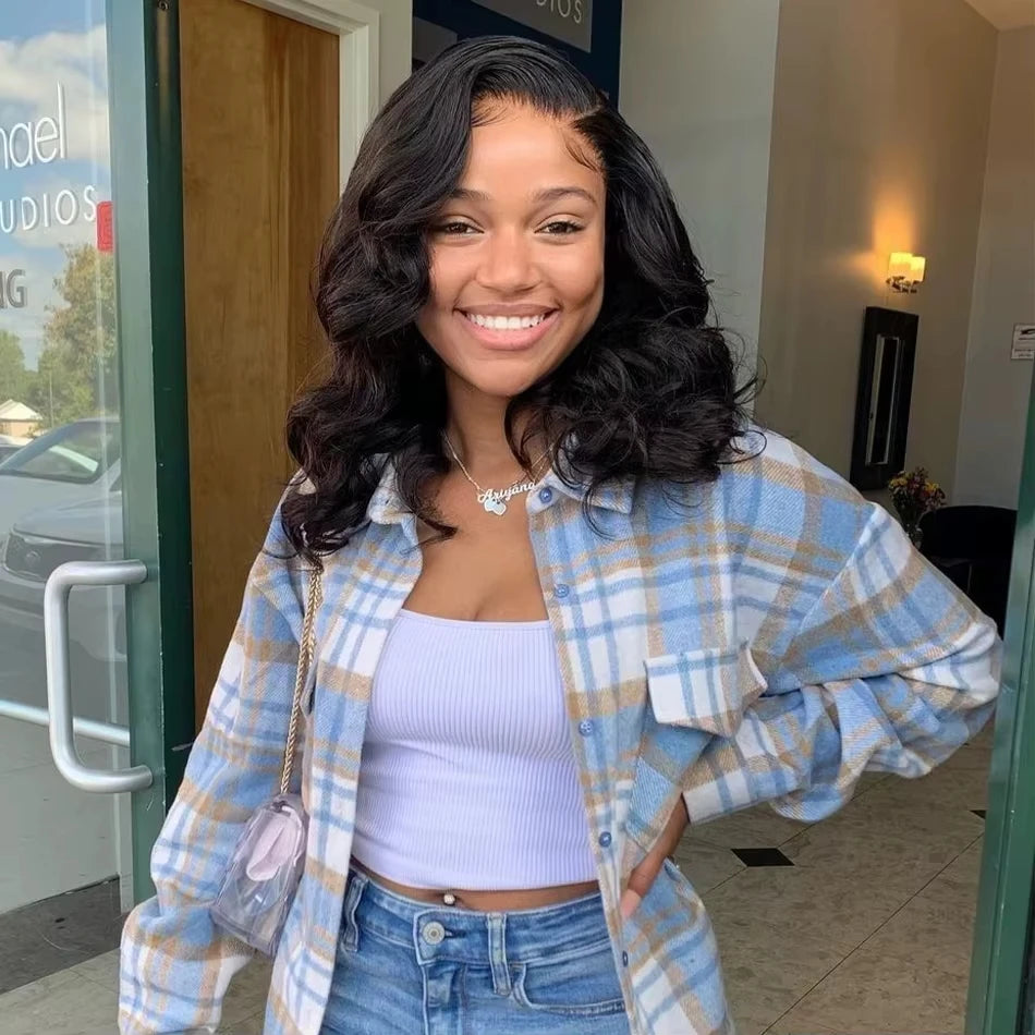 Umi 230% Glueless Human Hair Wavy 13x4 Transparent Lace Front Wigs For Women Body Wave Lace Frontal Wig Short Bob Wig Human Hair