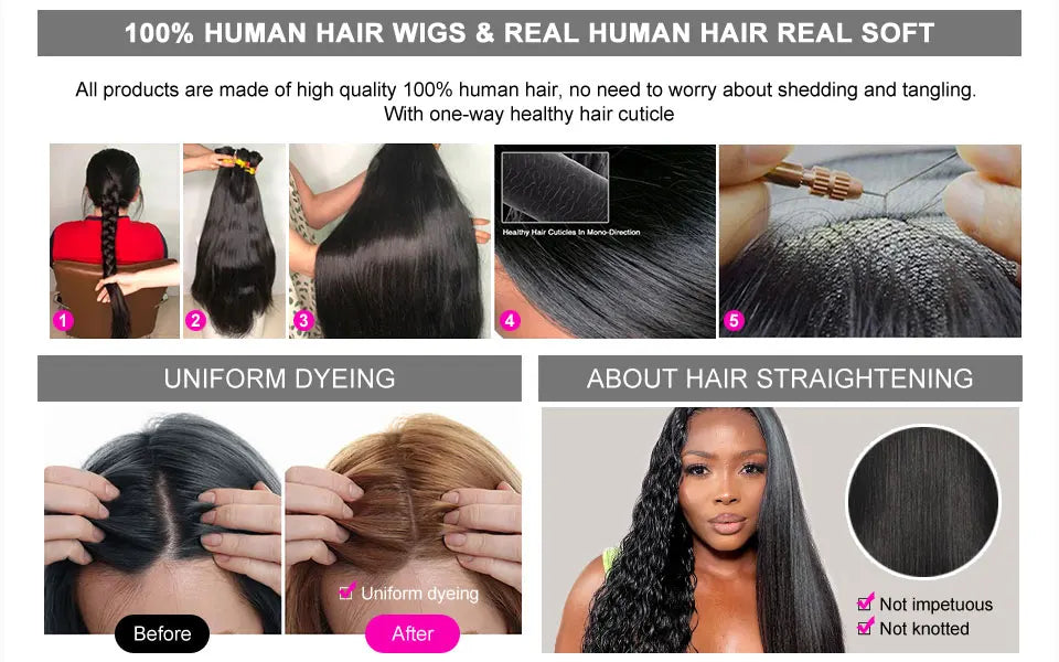 13x4 13x6 Full HD Lace Front Human Hair Wigs Straight 360 Transparent Lace Frontal Wigs Pre Plucked 5x5 Pre-Cut Lace Closure Wig