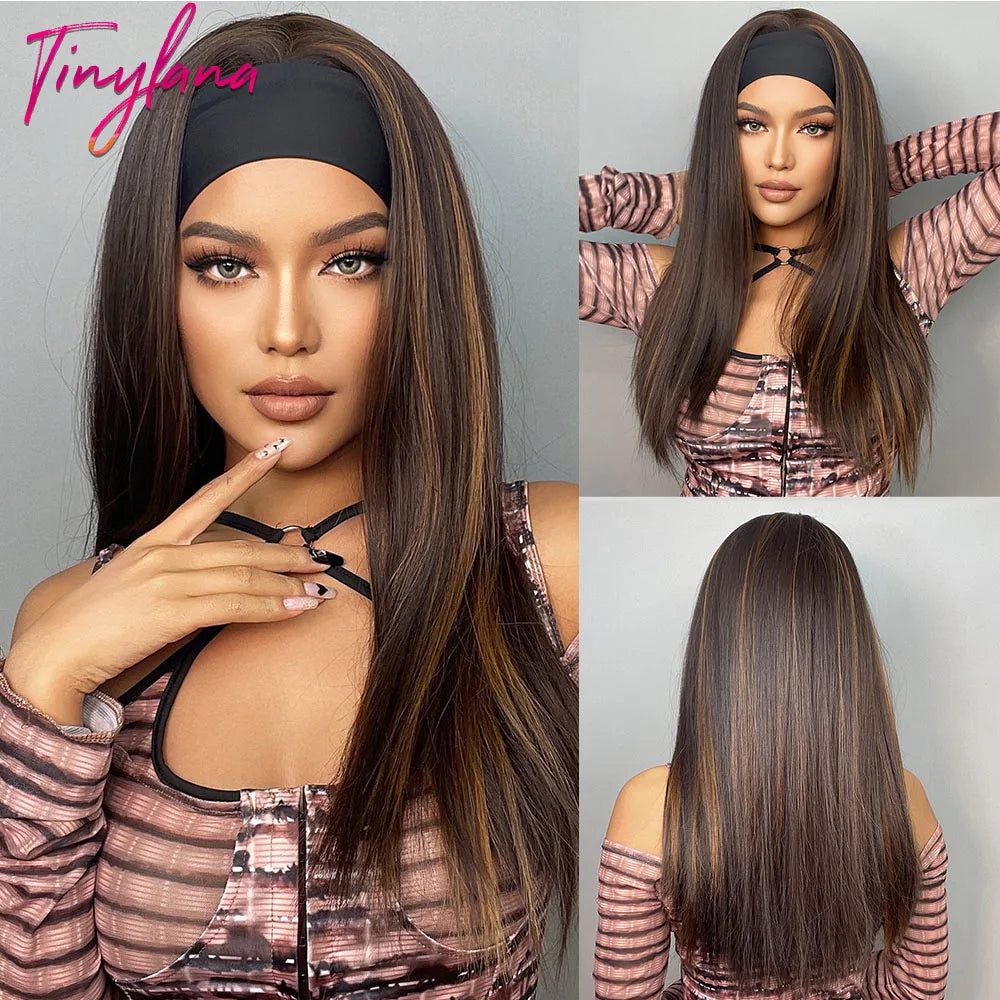 Curly Headband Synthetic Wigs Natural Black Long Women's Headband Wig Deep Water Wave Bohemian Hair For Black Women Fake Hair