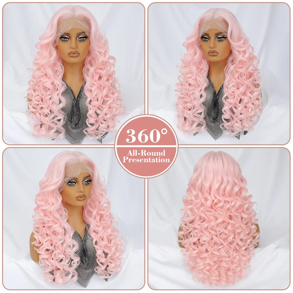 Latisha Synthetic HD Lace Front Wigs Curly Pre Plucked Lace Frontal Wig with Bangs for Women Highlight 13X6 13X5X1 with Babyhair