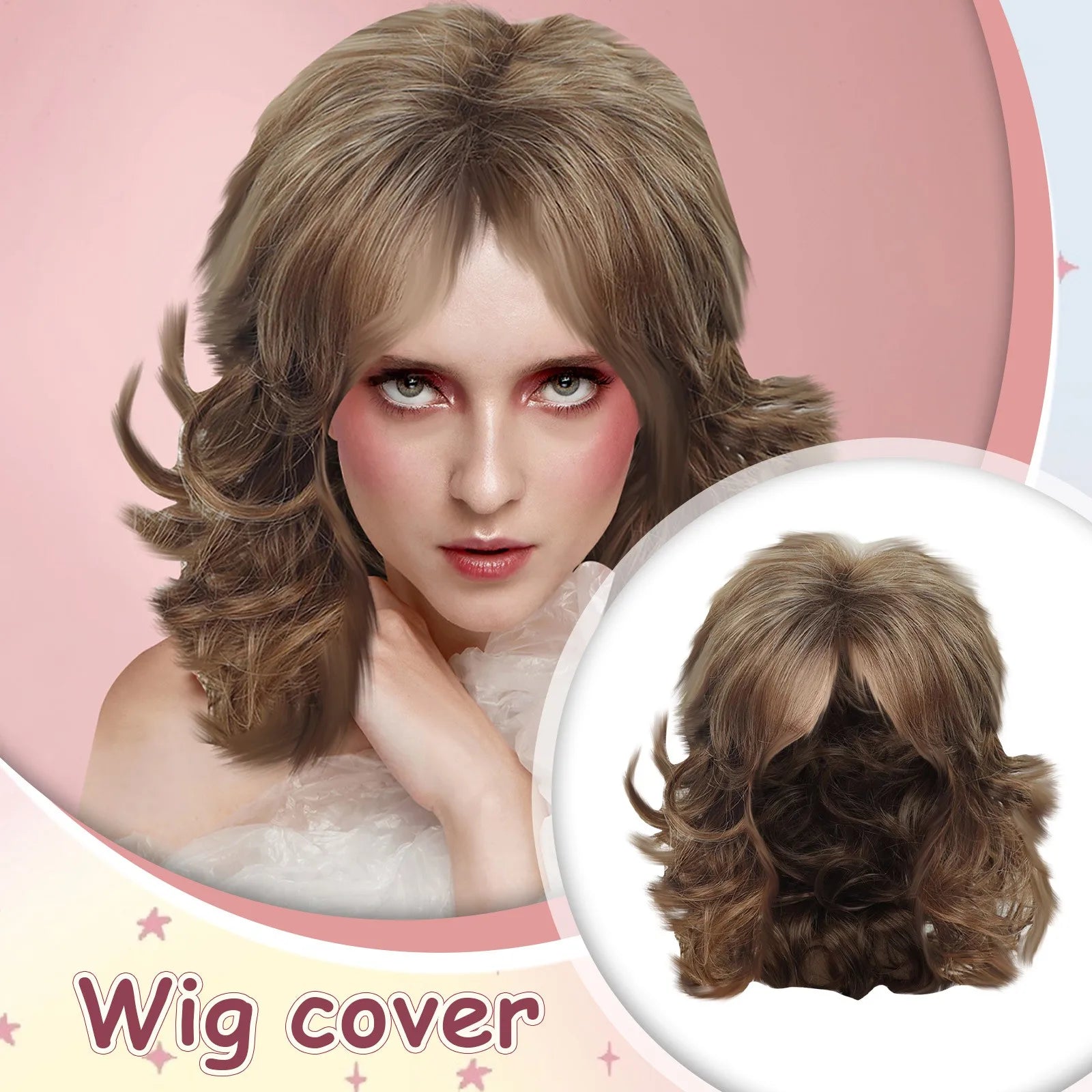 Wig CoverFemale Hair Gold Pink synthetic Wigs Women Brazilian Remy Hair Cheap Popular Hairstyles For Straight And Curly Hair