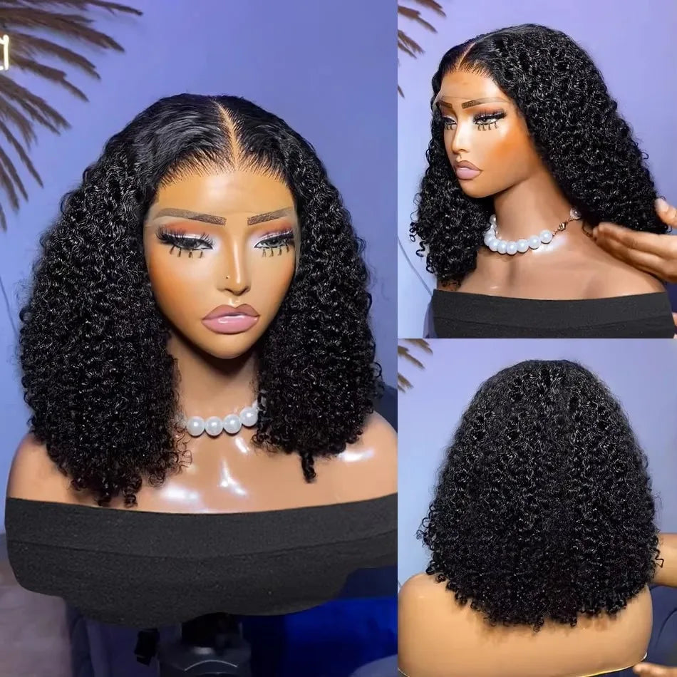 13x4 Short Bob Wigs Virgin Human Hair Jerry Curly Short Bob Wigs 250% Density Loose Deep Wave 4x4 Lace Frontal Wigs For Women