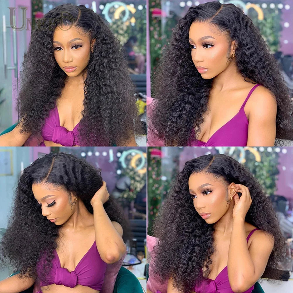 Kinky Curly Wig 13x4 Human Hair Lace Frontal Wigs Mongolian Kinky Curly Human Hair Lace Front Wig For Women 180% 200% Density