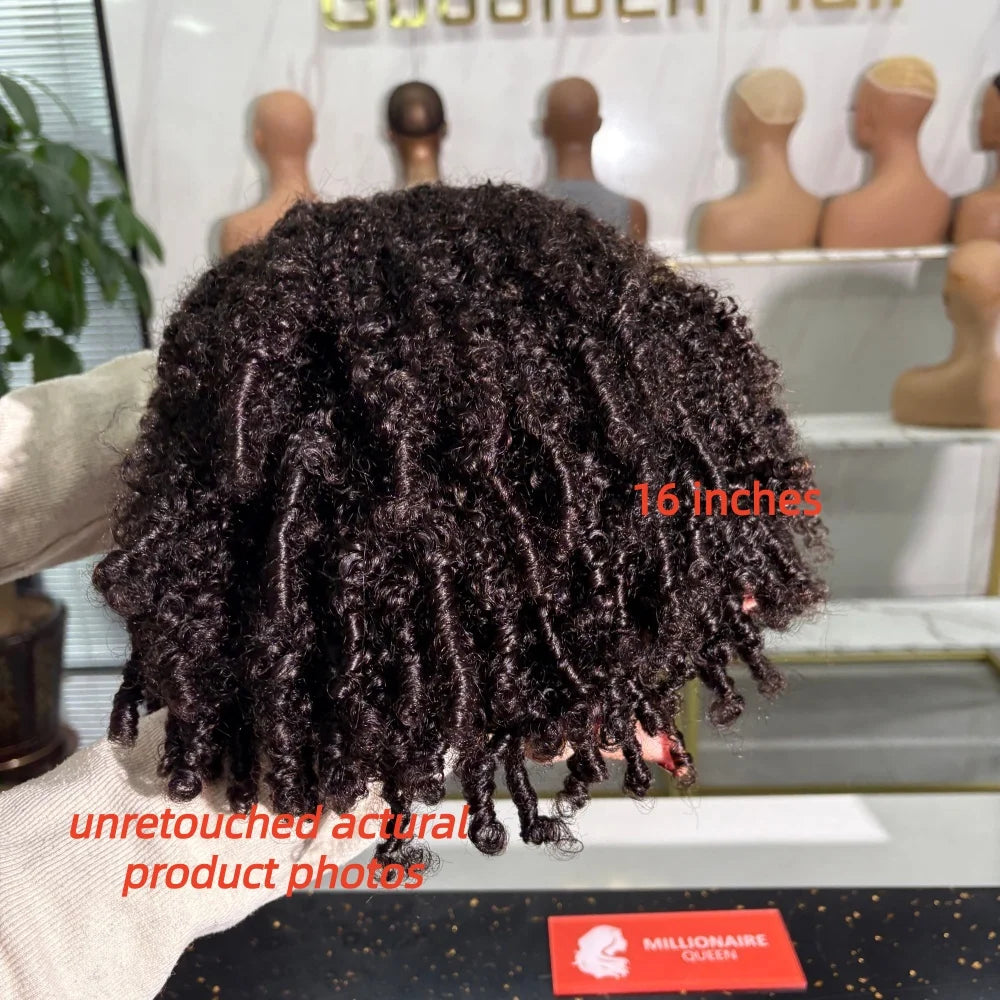 Human Hair Half Wig Kinky Curly Burmese Pixi Curly Half Wig For Women Ready To Wear 3 In 1 Flip Over Natural Black Glueless Wigs