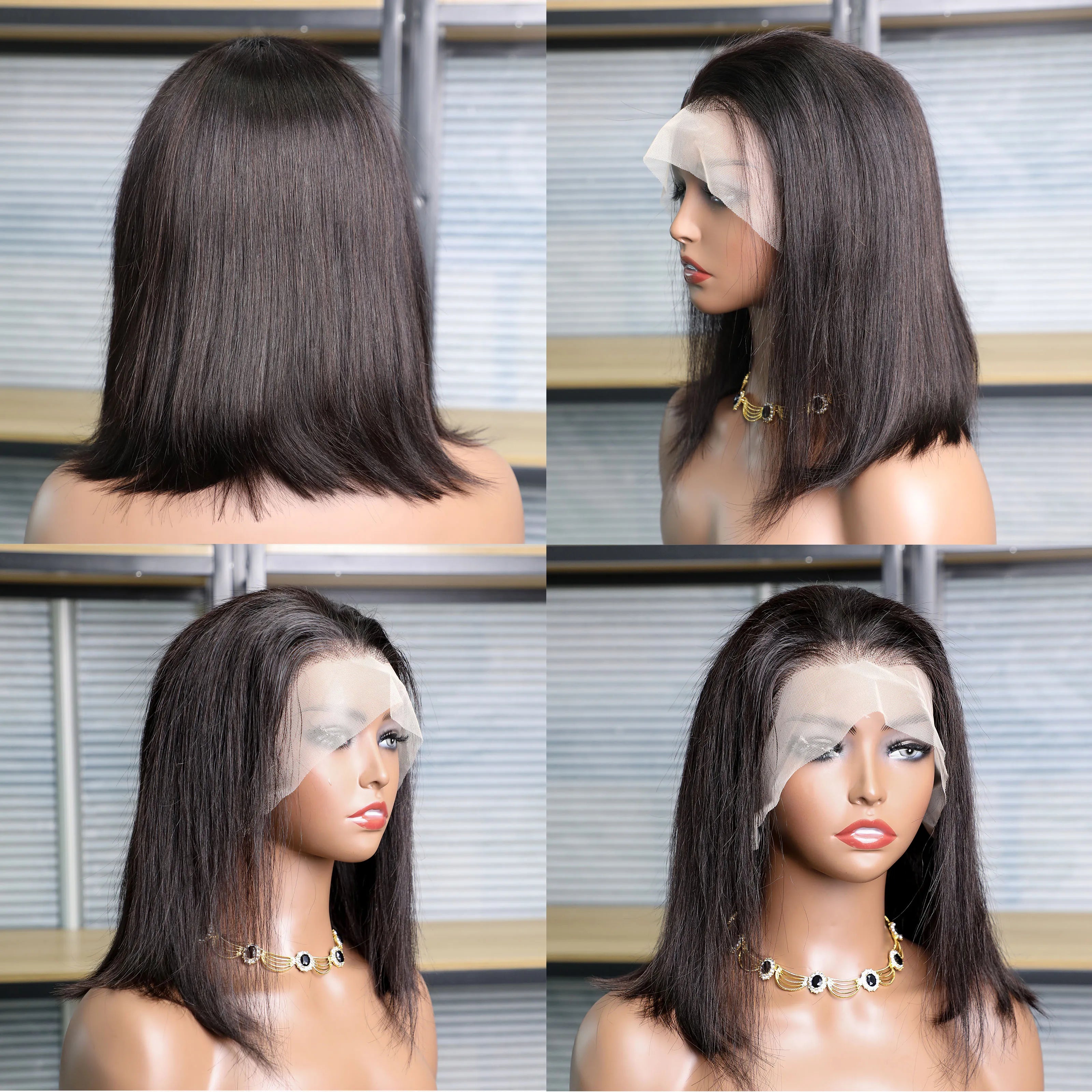 BOB Lace Front Wig Human Hair Straight 180% Full Density 13x4 HD Transparent Lace Frontal Wigs bob hair lace front wig For Women