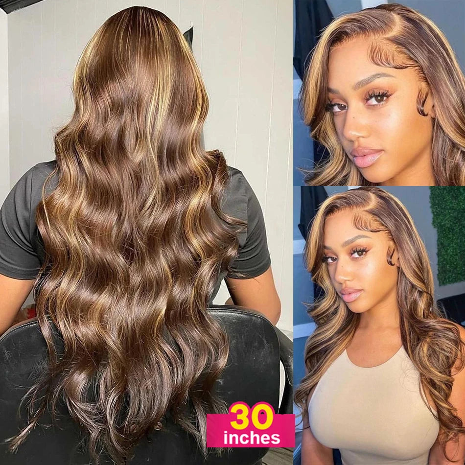 Highlight Wig 100% Human Hair 13x6 Hd Lace Frontal Wig 13x4 Honey Blonde Body Wave Lace Glueless Front Wigs For Woman Brazilian