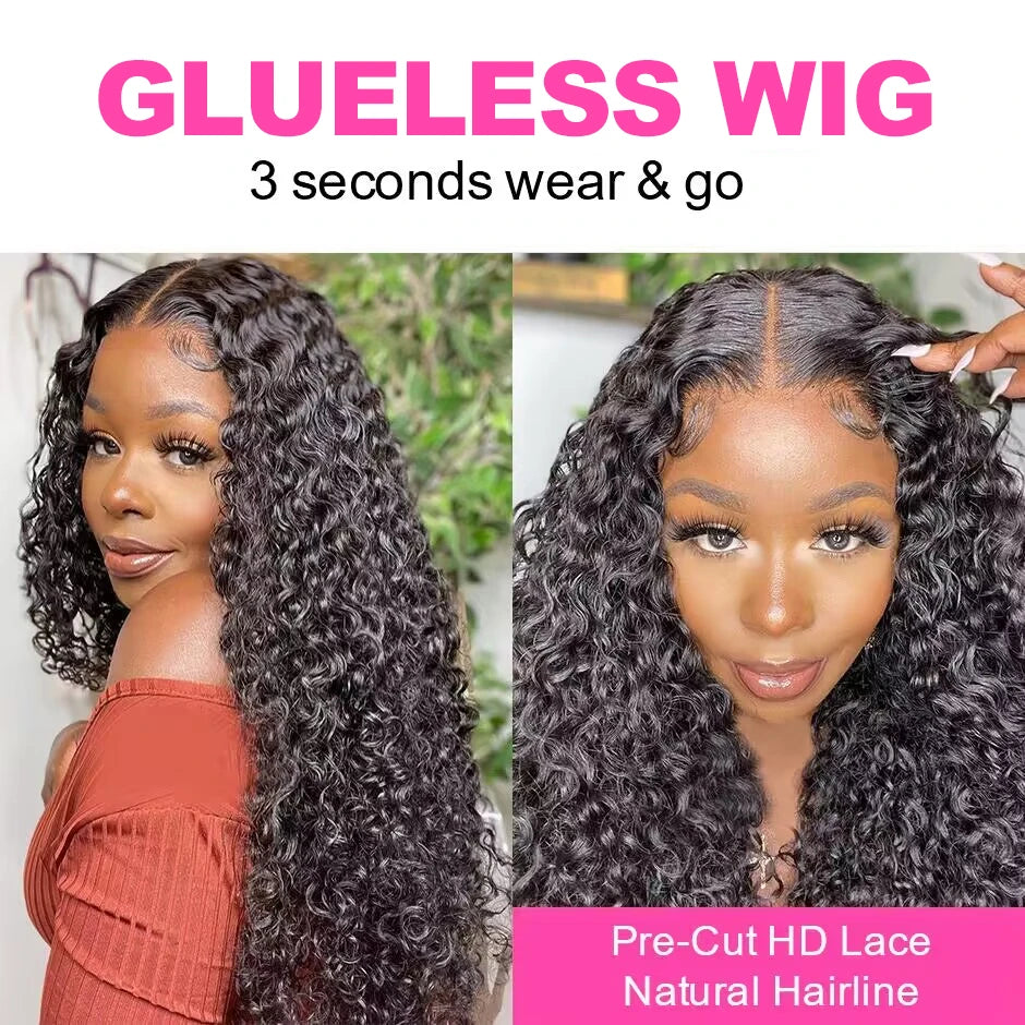 Water Wave Glueless 13*4 Wig  Lace Wig 180% Pre-Plucked Natural Wave Wear Go Glueless Curly Human Hair Wigs For Women