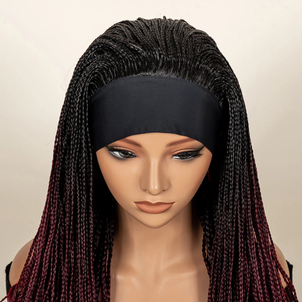 Headband  Braided Wig Synthetic Braid Wig with Hair Band for Women Machine Made Braided Wig 28 Inch Women Wigs