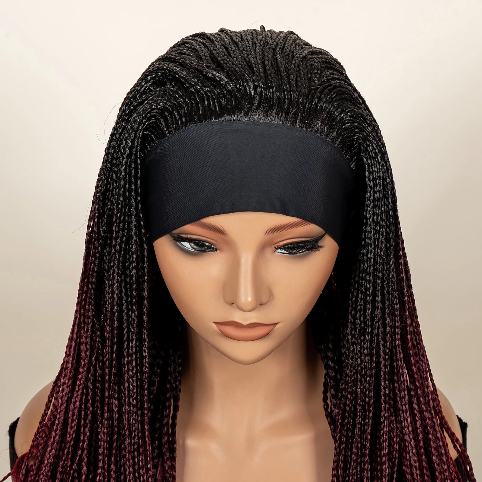 Headband  Braided Wig Synthetic Braid Wig with Hair Band for Women Machine Made Braided Wig 28 Inch Women Wigs
