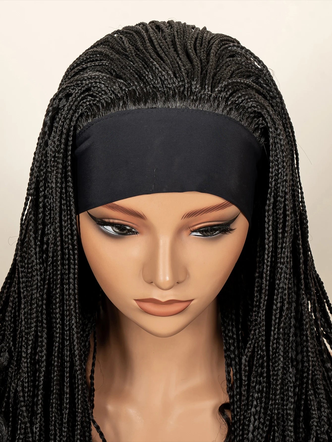 Headband  Braided Wig Synthetic Braid Wig with Hair Band for Women Machine Made Braided Wig 28 Inch Women Wigs