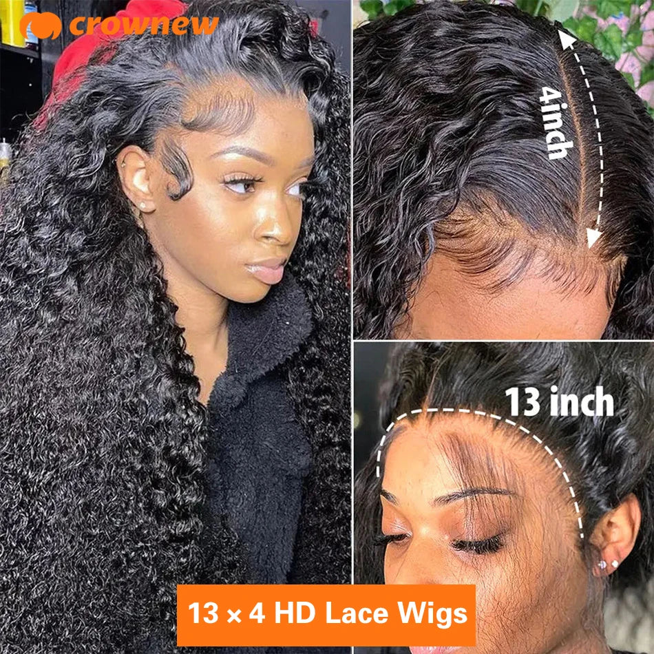 Glueless Wigs Curly Human Hair Wig 13x6 HD Lace Front Human Hair Wig Loose Water Wave Curly 13x4 Lace Frontal Wig Human Hair