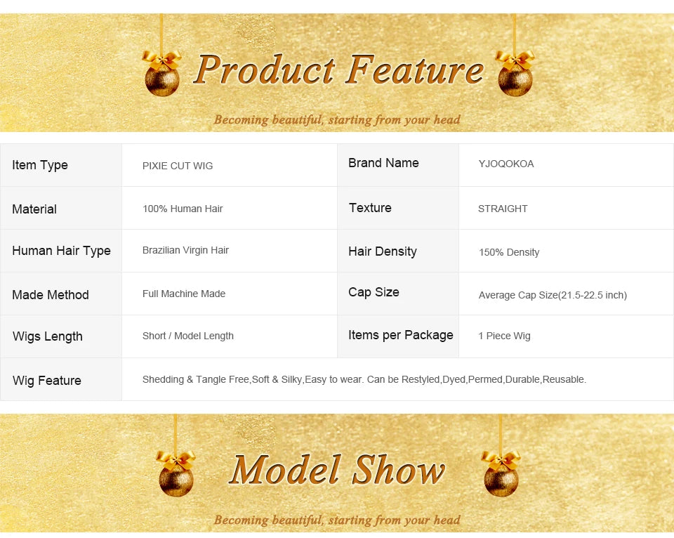 Short Wig For Women Human Hair Wigs Pixie Cut Wig Real Human Hair Machine Made Pixie Wigs Short Layered Haircut Straight Wigs