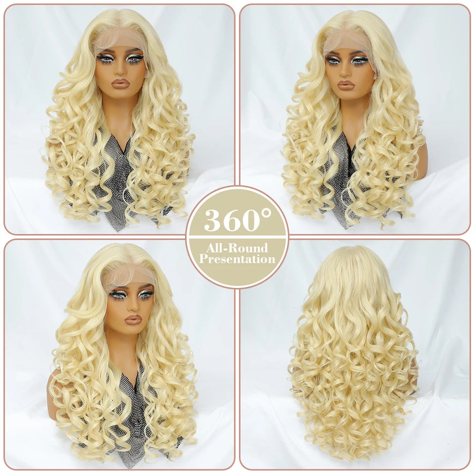 Latisha Synthetic HD Lace Front Wigs Curly Pre Plucked Lace Frontal Wig with Bangs for Women Highlight 13X6 13X5X1 with Babyhair