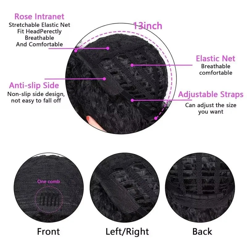 100% Human Hair Boom Hair Afro Kinky Curly Wigs Natural Afro Curly Wigs for Women 180% Density Brazilian Human Hair Wigs