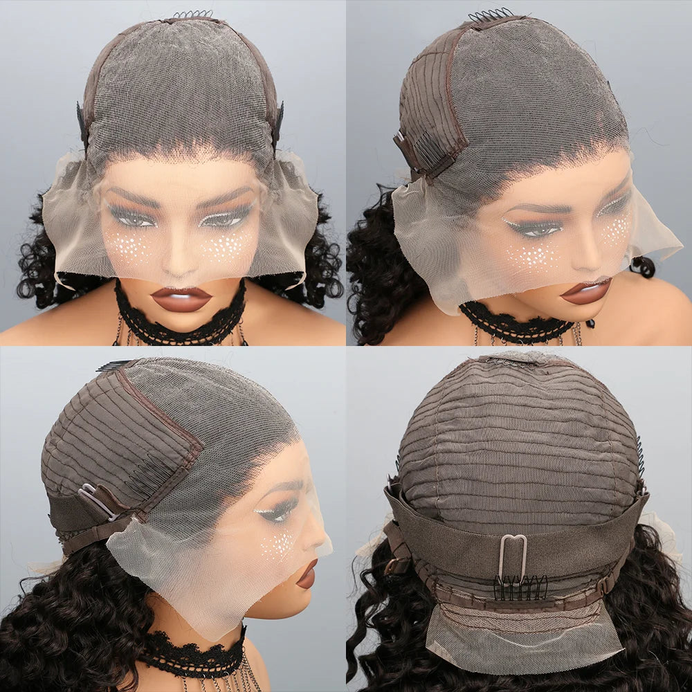 Kinky Straight Human hair Wig 13X6 Transparent Lace Front Wigs Yaki Straight 180% Density Natural Black