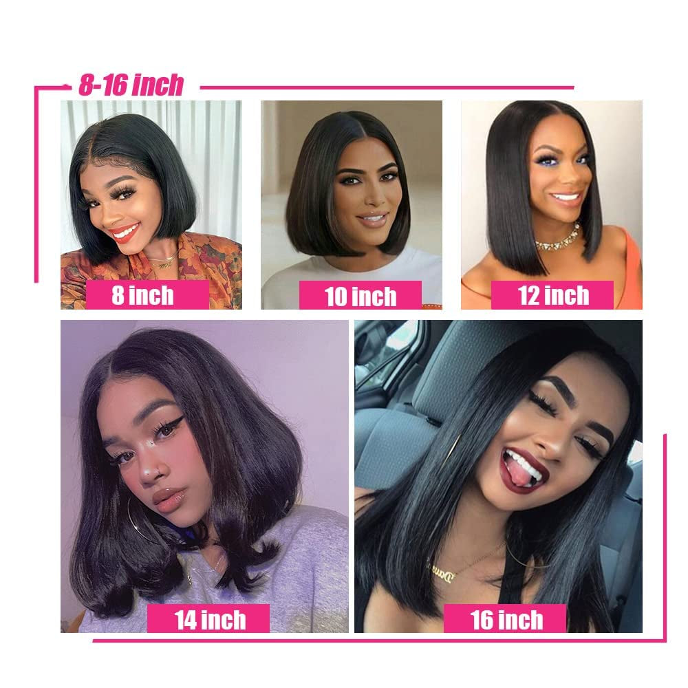 Bob Wig Human Hair Wigs for Black Women Straight Short Bob 5X5X1 Glueless HD Lace Front Wigs Human Hair Pre Plucked Bleached Knots with Baby Hair Natural Hairline (12Inches, Straight Bob Wig)
