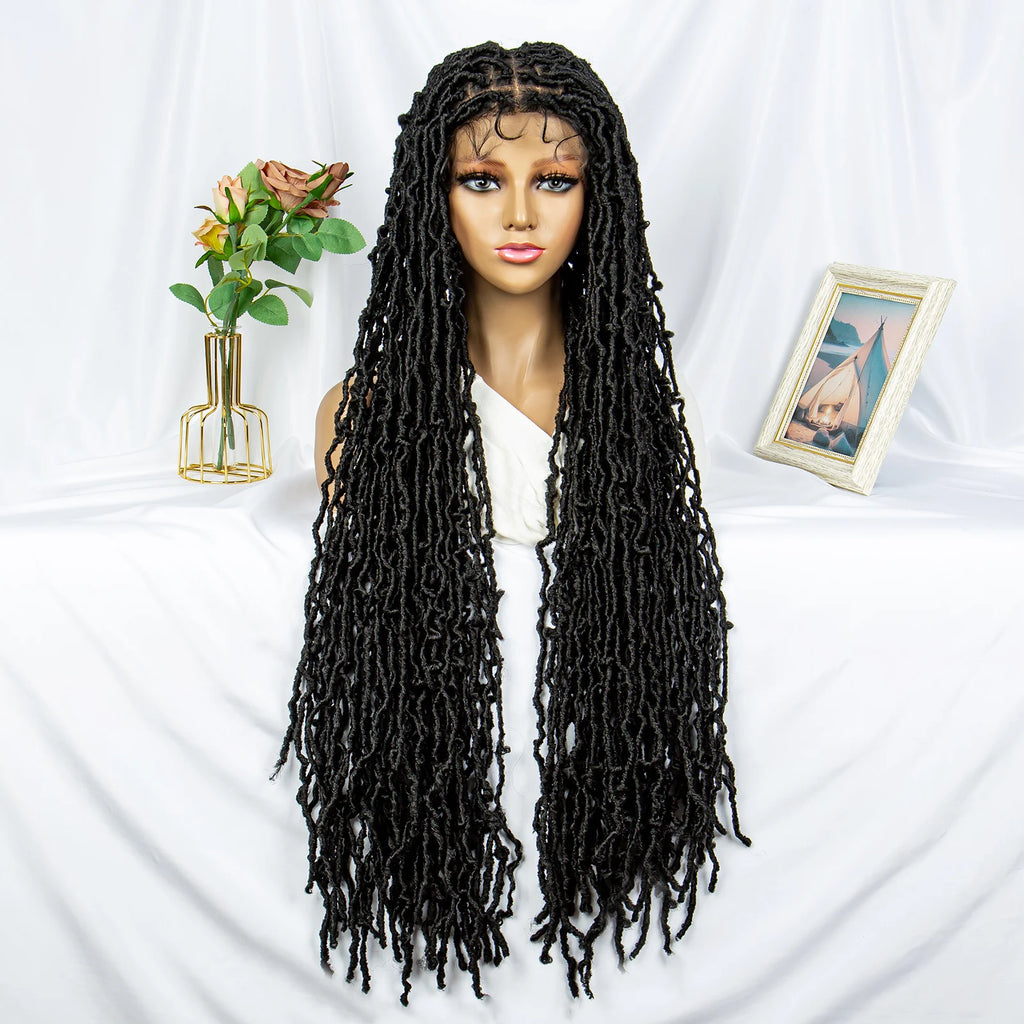 Full Lace Braided Wigs Synthetic Lace Front Wig Braid Faux Locs Wigs African with Baby Hair Braided Dreadlocks Wigs