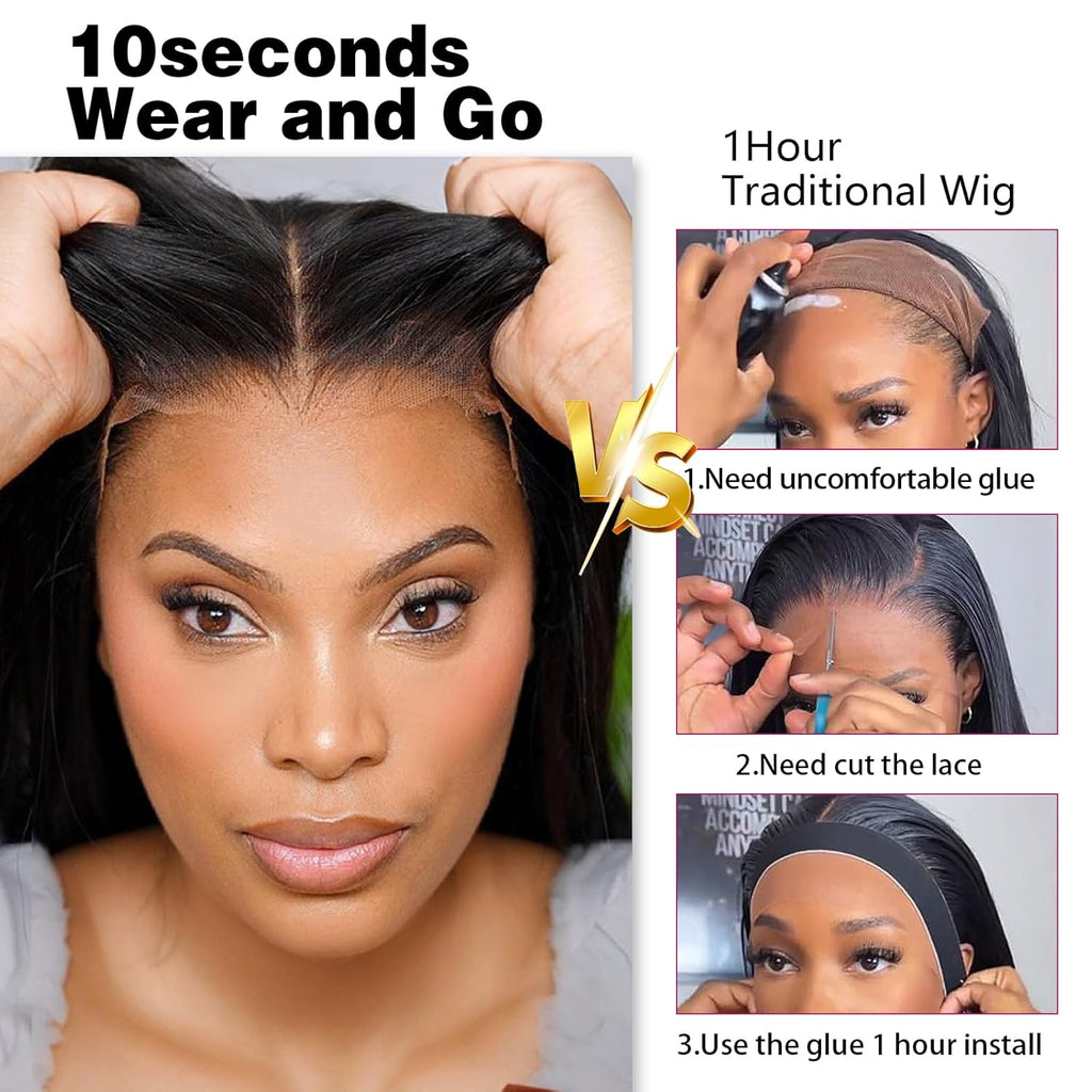 Glueless Wigs Human Hair Pre Plucked Pre Cut 7X4 Straight Lace Front Wigs Human Hair Closure Wigs Human Hair 180% Density Lace Front Wigs for Women 28 Inch