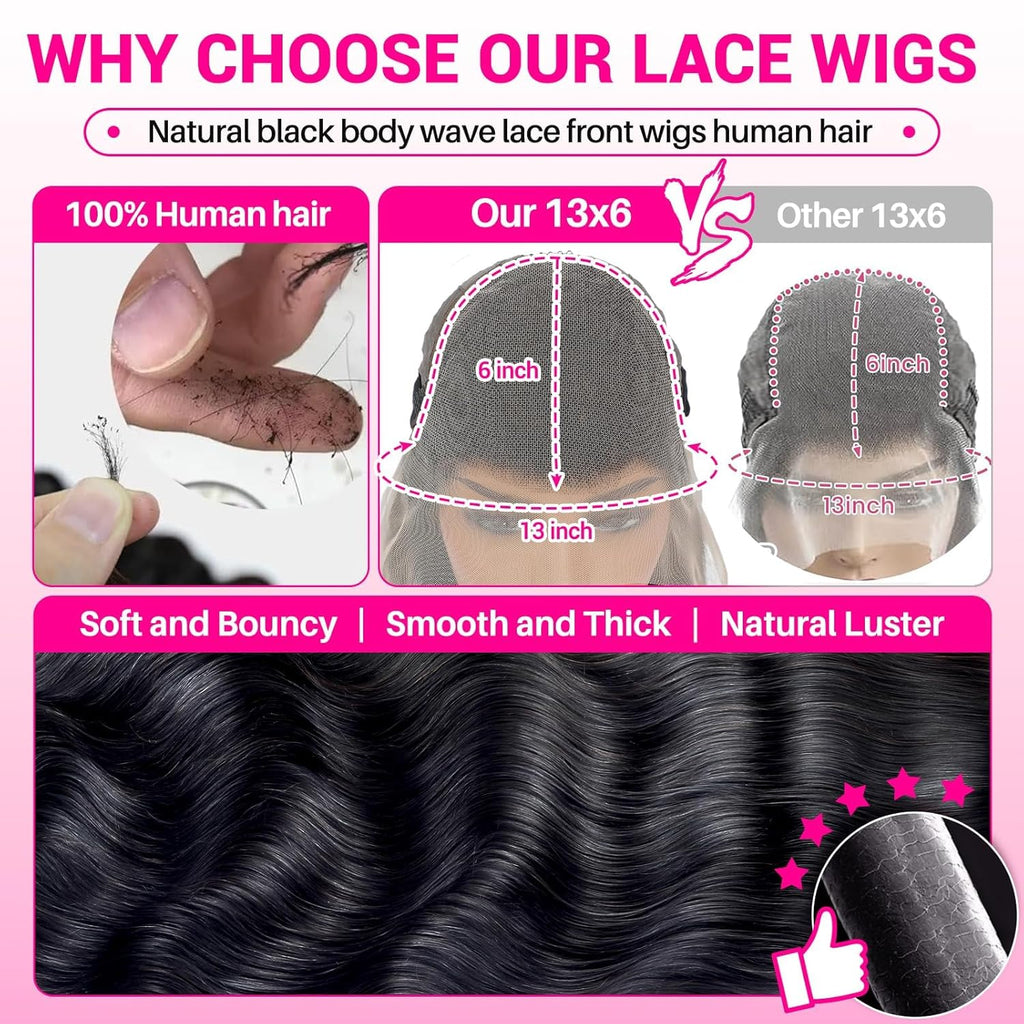 20 Inch Body Wave Lace Front Wigs Human Hair 180% Density, Glueless Wigs Human Hair 13X4 HD Lace Frontal Wigs Human Hair for Women Pre Plucked with Baby Hair Body Wave Human Hair Wig